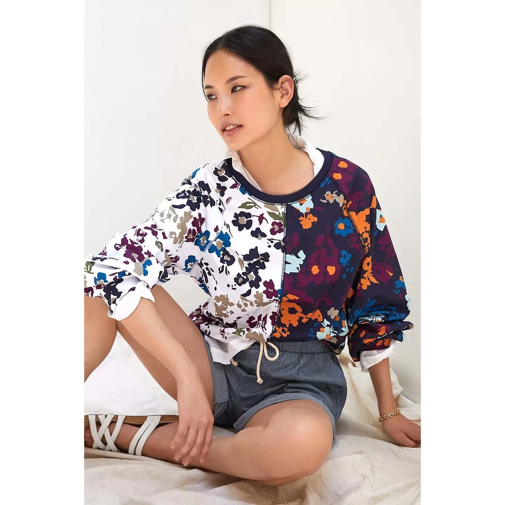 Maeve by Anthropologie Split‎ Print Sweatshirt Pullover Size XS - Picture 4 of 12